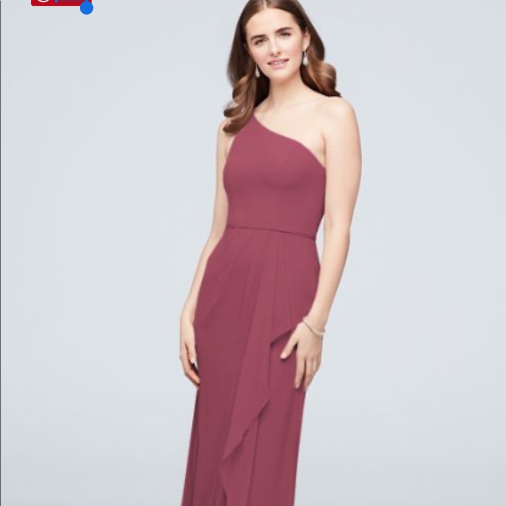 One Shoulder Chiffon Dress in Chianti color